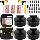 URMECCH 4Pcs Rubber Jack Pad for Chevrolet Corvette C5 C6 C7 C8 GS Z, Jacking Point Adapter Lifting Floor Jack Pucks Adapter, Car Tire Puncture Repair Tool Plug Kit for Chevy Corvette with Storage Box