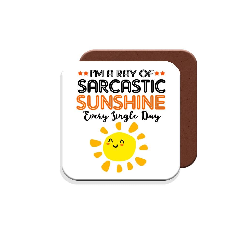 Muggz Coaster Work Colleague/Friend Funny Gift I'm A Ray Of Sarcastic Sunshine Every Single Day - Giftset - Made By In The Uk