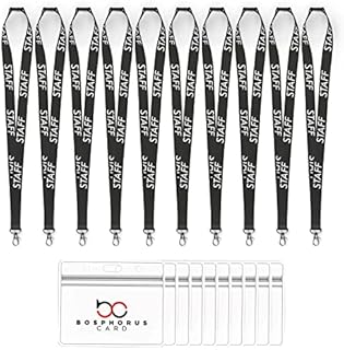 BOSPHORUS CARD: 10 Pieces Safety Breakaway Staff Lanyards with 10 id Card Holders, Staff Safety Breakaway Lanyards and Id Card Holders. (Black)