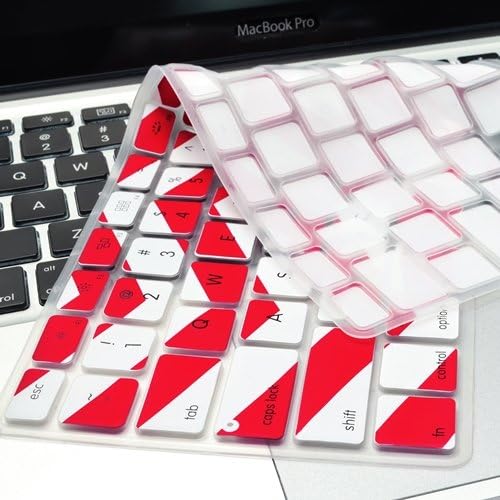 TopCase Chevron Zig - Zag Silicone Keyboard Cover Skin for MacBook 13" Unibody/Old MacBook Pro 13" 15" 17" y/New MacBook Air 13" / Wireless Keyboard + TopCase Mouse Pad (RED)