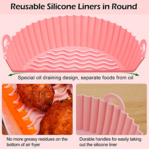 Air Fryer Silicone Liners Reusable: Ctizne 3Pcs 7.5In Silicone Pot For Air Fryer Basket, Replacement Of Disposable Parchment, Airfryer Accessories For 5Qt 6Qt 7Qt Ninja Air Fryer #TOP2