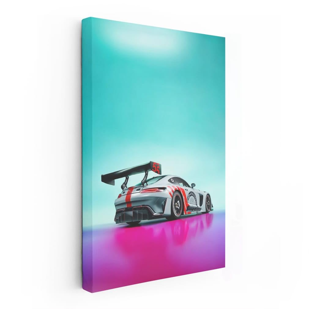Wall Art Car Mercedes-AMG GT3 EDITION 55 Neon - Print Painting [Canvas Framed - 24x16 inch]
