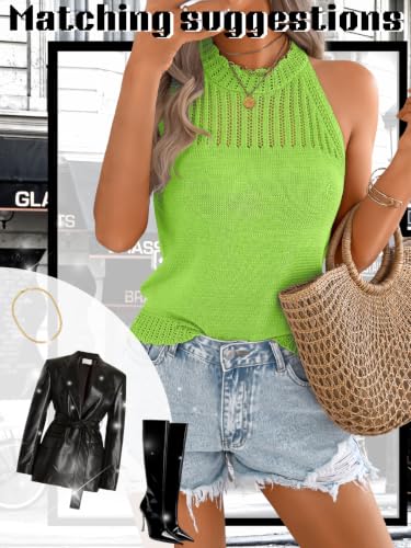 Image of ChiaoLezhee Women's Summer Knit Tank Tops, Racerback High Neck Lightweight Sweater Vest, Dressy Casual Outfits