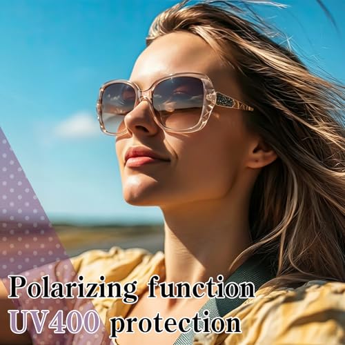 Image of DragonflyDreams Women Large Sunglasses, UV 400 Glasses | Oversized Classic Trend Ladies Sunglasses Sparkling Large Frame