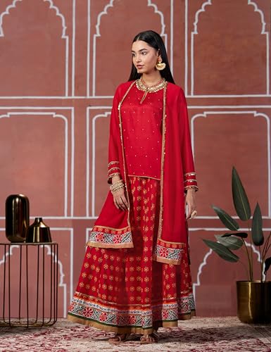 Image of W for Woman Women's Synthetic Straight Fit Straight Kurta