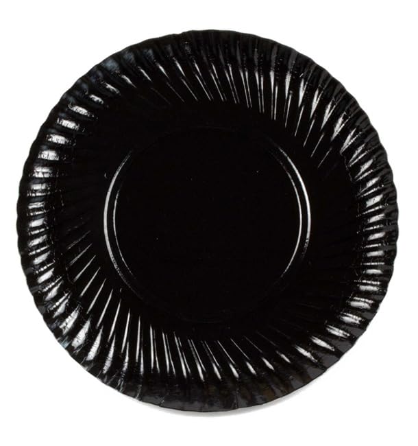 100 Platos de Cartón Redondos Negros, Ø25cm, Reciclables, Platos de Papel, Eventos y Fiestas, Postres, Tartas, Pastelería.