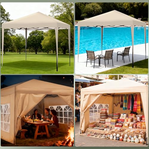 Miniatura 6 de Ise Carpa De Jardín De 3 X 3 M Plegable, Cenador Robusto Impermeable, Garden Tent Resistente Al Agua Con 4 Paredes Laterales Para Reception, Fiesta, Camping, Festival, Cerveza, Gris