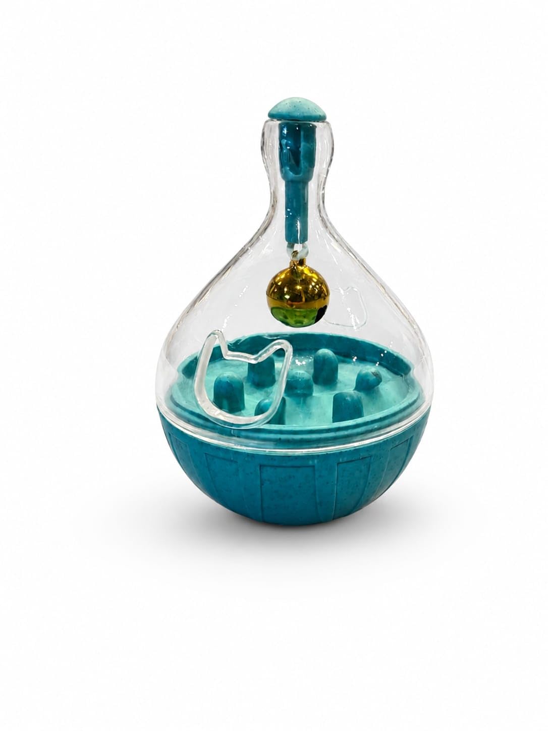 Interactive Cat Treat Dispenser Ball Toy with Bell - Slow Feeder Puzzle Toy for Indoor Cats - Food Dispensing Enrichment Toy for Mental Stimulation & Play - Assorted Colours (Blue)