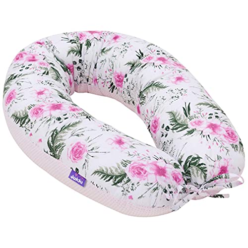 Jukki® Cojín de lactancia, cojín para dormir de lado, cojín de embarazo XXL, cojín de 170 cm para madre y bebé, cojín de posicionamiento,...