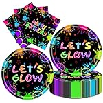 40Pcs Neon Party Decorations Colorful Birthday Plates and Napkins Serve 20 Neon Party Supplies for Birthday Baby Shower Decorations