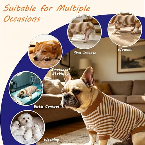 Image of Dog Surgery Recovery Suit Spay Recovery Onesie for Female Male Dogs | Soft,Breathable,Anti-Licking,Post-Op,Surgical Suit,for Abdominal Wounds,Alternative to E-Collar Cone,for Large Pets Brown XL