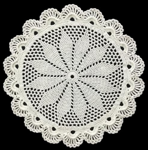 Image of Kavya Craft Present Woollen Handmade Crochet Table Mat /Thal posh (White, 15inch)