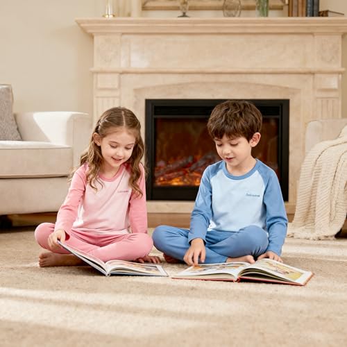 Aablexema Toddler & Kids Pajamas Set Cotton Seamless Snug fit Long Sleeve Loungewear Sleepwear 2pcs Pjs Set for Boys Girls4