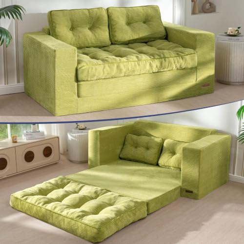 Image of MAXYOYO Folding Sofa Bed, Convertible Sleeper Loveseat with Pillows