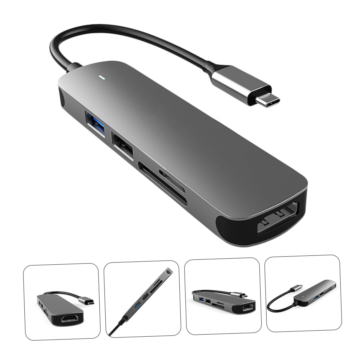 OSALADI Aluminum Alloy Usb Hub Dock Station Per Computer e Smartphone Hub Multifunzionale Type Usb Adattatore Per Monitor e Schede Compatibile Laptop e Tablet