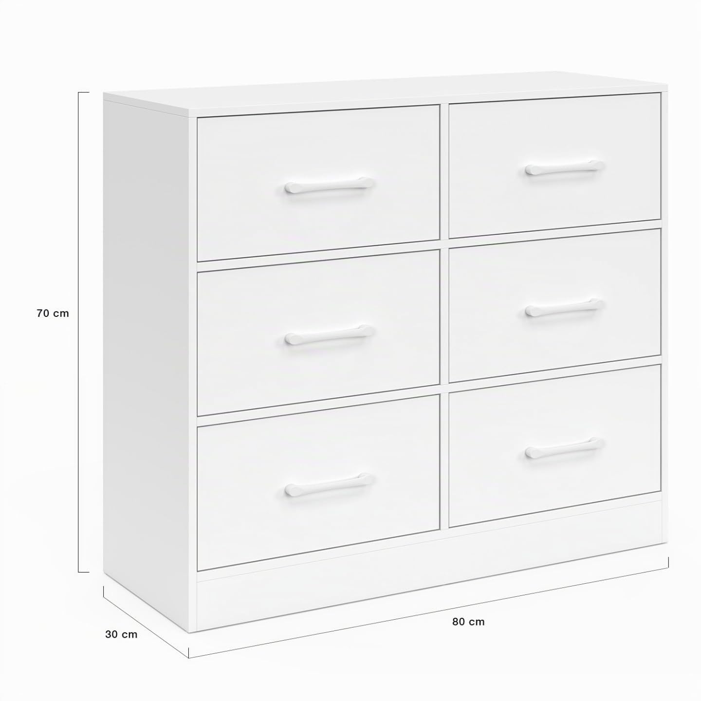 IDMarket - Cassettiera in tessuto a 6 cassetti UPPAH 80 cm in legno bianco