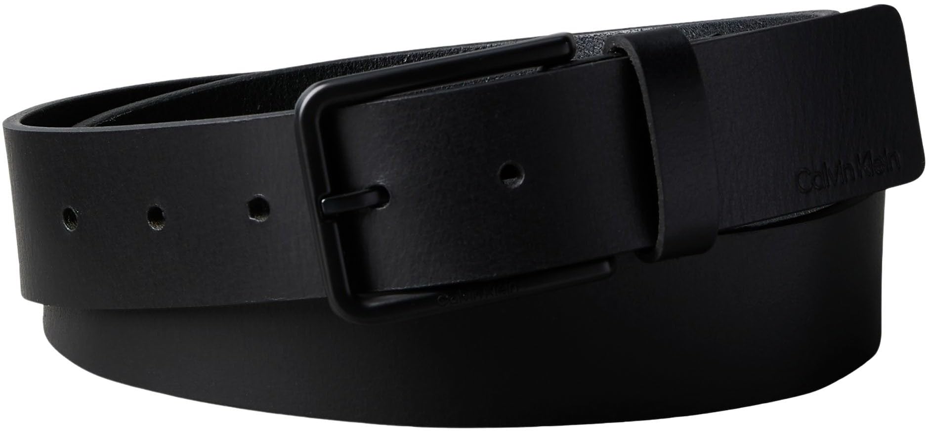 Calvin Klein Men’s Warmth Square Buckle 3.5 cm Smooth Belt, Black (Black/Matte Black), 45.3 inches