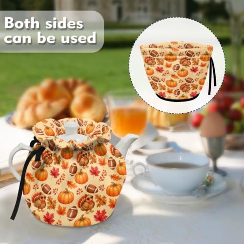Image of Fall Tea Cozy Cover Insulated Dust Cover for Teapot Pumpkin Tea Pot Covers for Keeping Warm Kettle Protector Covers Washable Portable Party Decoration