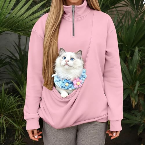 Sudadera con cremallera contra el frío jersey cómodo con bolsillo y soga para llevar gatos XXXL 3