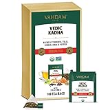 VAHDAM, Vedic Kadha Herbal Tea- 100 Tea Bags | Real Ingredients (Turmeric, Black Pepper, Amla,...