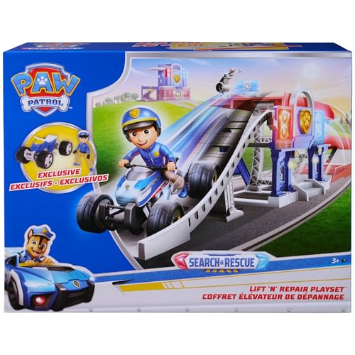 Paw Patrol Search & Rescue, Lift 'N' Repair Playset con vehículo y Figura, más de 76,2 cm de Largo, Juguetes para niños y niñas a Partir de 3 años