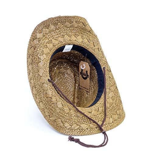 Old Stone Straw Cowboy Cowgirl Hat for Men/Women Unisex Summer Winter Wide Brim Sun Hat Dallas Western Style for Safari Fishing Beach Golf Hiking Multipurpose,Jess Brown - Thumbnail 4