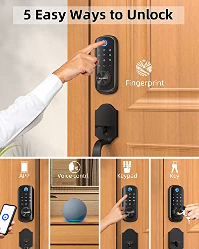 Revolo Wfp-F Smart Deadbolt Rechargeable, 6-In-1 Wifi Fingerprint Lock-0.3S Unlock, Keyless Entry For Front Door With App Control, Alexa Google Enable, No Bridge, Ansi Grade 2 - Black #TOP1