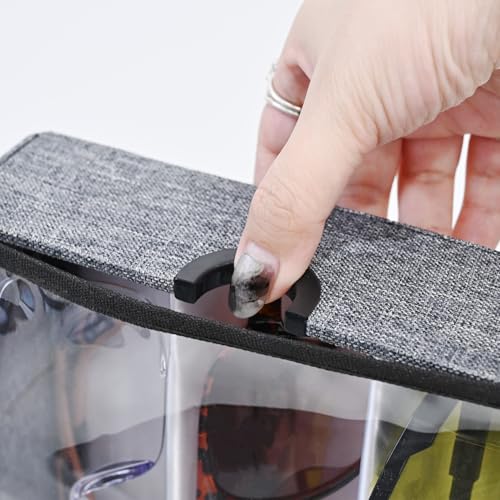 Image of Ikee Design 2 Pcs Set Large 6 Slot Eyewear Storage Organizer Box Display Case Holder, Durable Eye Glasses Storage for Eyeglasses, Watches and Jewelry 13 3 /8 W x 7 3 /4 D x 2 1 /4 H in, Gray Linen