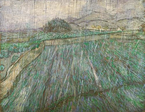 Peinture Murale Pluie de Van Gogh : Créez une Ambiance Artistique dans Votre Salon 60x90cm