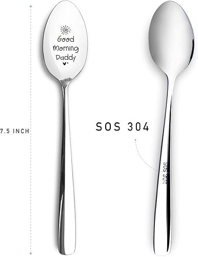 Miniatura 2 de Cuchara grabada con texto en inglés "Good Morning Daddy", regalo divertido para papá, helado, té, café, cereales, cuchara, regalos para Acción de