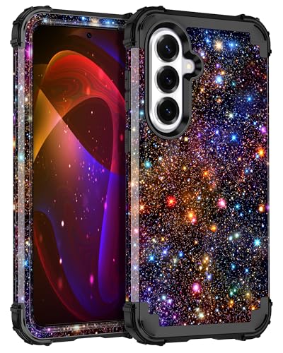 Miqala for Galaxy S26 Case,Glow in The Dark Three Layer Heavy Duty Shockproof Protection Hard Plastic Bumper+Soft Silicone Protective Case for Samsung Galaxy S26 5G,Colorful Starry Sky