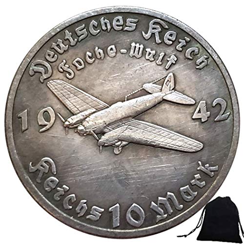 Preisvergleich Produktbild LKTingBax Handgeschnitzte Flugzeug-Münzen, Reichsmark, alte Münzen, unzirkulierte, europäische Gedenkmünze + KaiKBax-Tasche, perfekte Wahl für Ihre Münzen, die das Leben leichter machen.