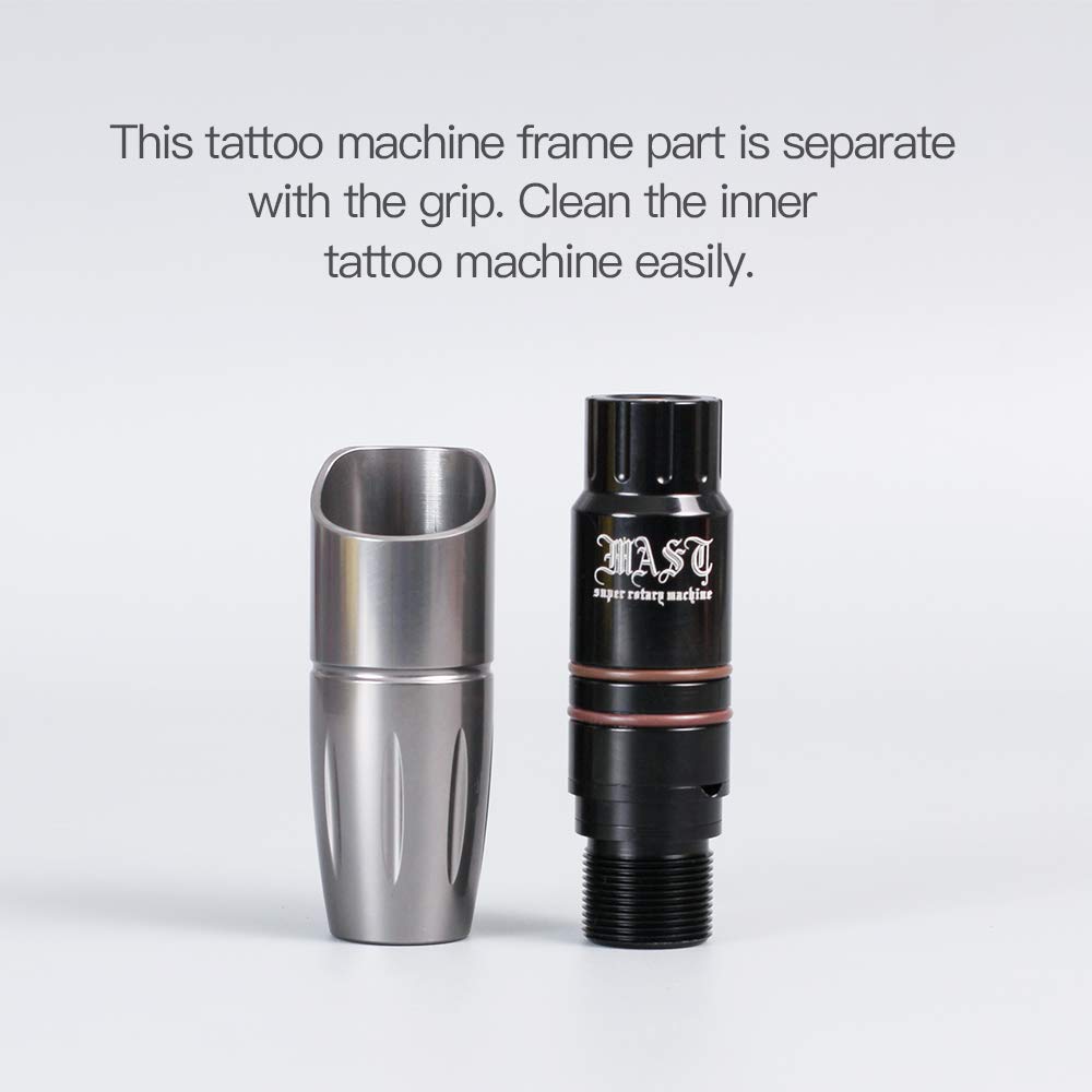 Separated components of the tattoo machine: frame and grip