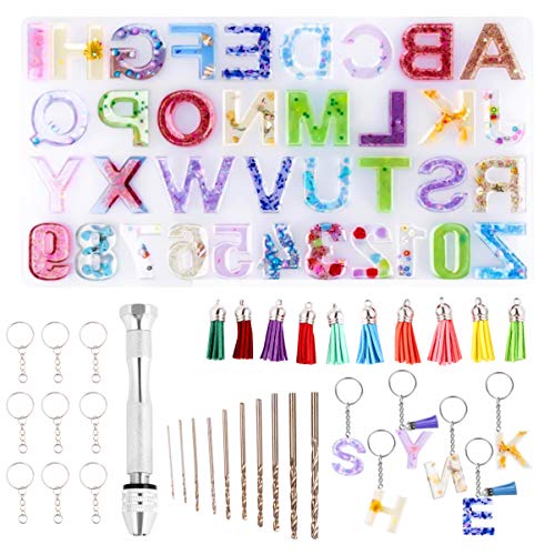 HEALLILY Fundição de Resina Alfabeto Molde Número de Letra de Silicone Molde para Resina Epóxi Artes