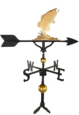 Montague Metal Products 32-Inch Deluxe Weathervane with Gold Bass Ornament