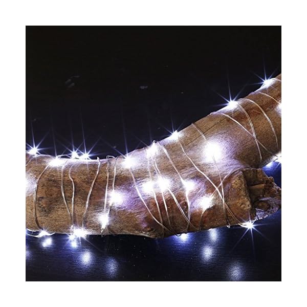 Bxroiu 2 x fairy lights battery operated, silver wire chains 8 mode 5m 50 leds timer string lights with remote control for bedroom christmas party wedding decoration - image 7