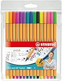 Rotulador punta fina STABILO point 88 - Estuche con 15 colores (5 fluor)