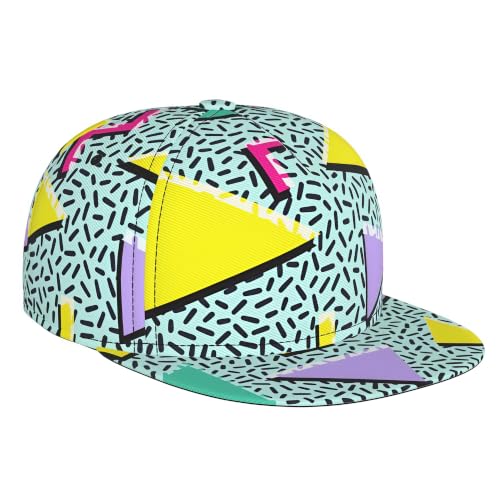 Retro 80s 90s Fashion Baseball Cap Adjustable Breathable Fashion Snapback Flat Bill Hat Casual Hip Hop Hats for Men Women Outdoor