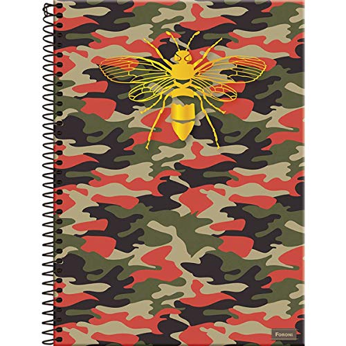 Caderno de 10 Matérias Capa Dura, Pacote com 4 Cadernos, 200 Folhas, Cores Sortidas, Foroni, Modelo