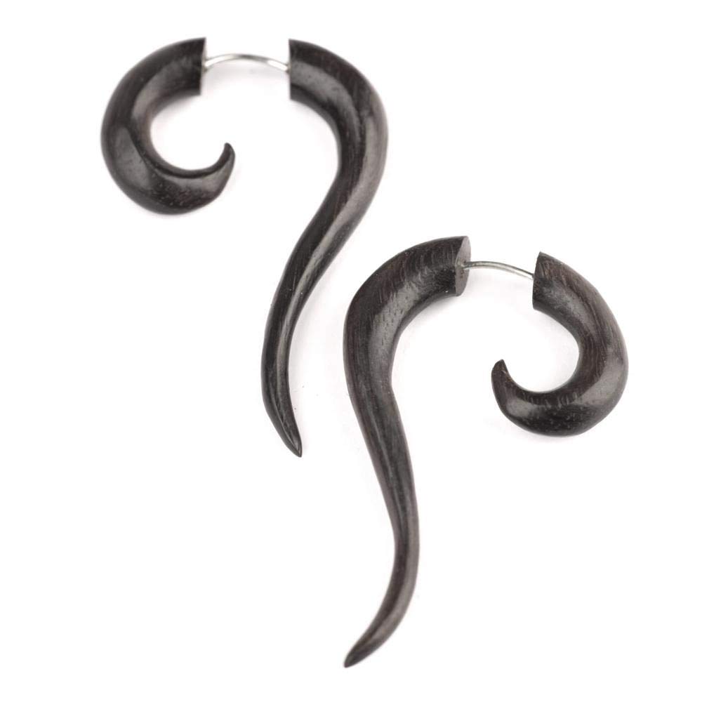 81stgeneration Aretes Pendientes Mujer Hombre Perforación Madera Marrón Tribal Natural Caracol
