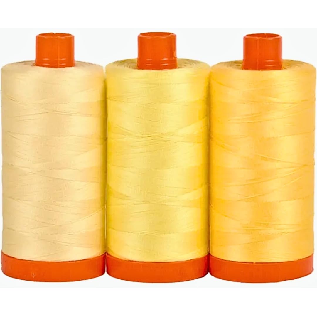 Aurifil 50wt Cotton Color Builder Thread Collection-Sicily Yellow AC50CP3-004, Assorted Yellows
