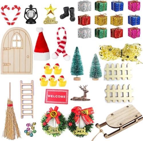 10 Best Dollhouse Christmas Gifts That Will Delight Any Child 7 47Pcs Dollhouse Christmas Decoration Accessories Gift Boxes Dollhouse Accessories Fake Light Door Mini Xmas Tree 1:12 Miniature Scene Model Pretend Toys DIY Festival Holiday Party Favors