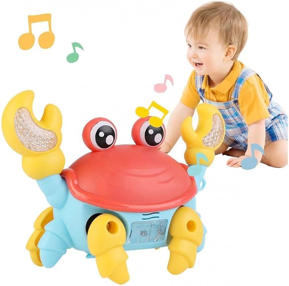 CHIDDHAN Mini Crawling Crab Baby Musical & Lightning Toy for Toddler, Infant Kids Toy with Moving Hands Lightning Toy with Sound Educational & Learning Toy Best Birthday Gift for Kids Walking Toy