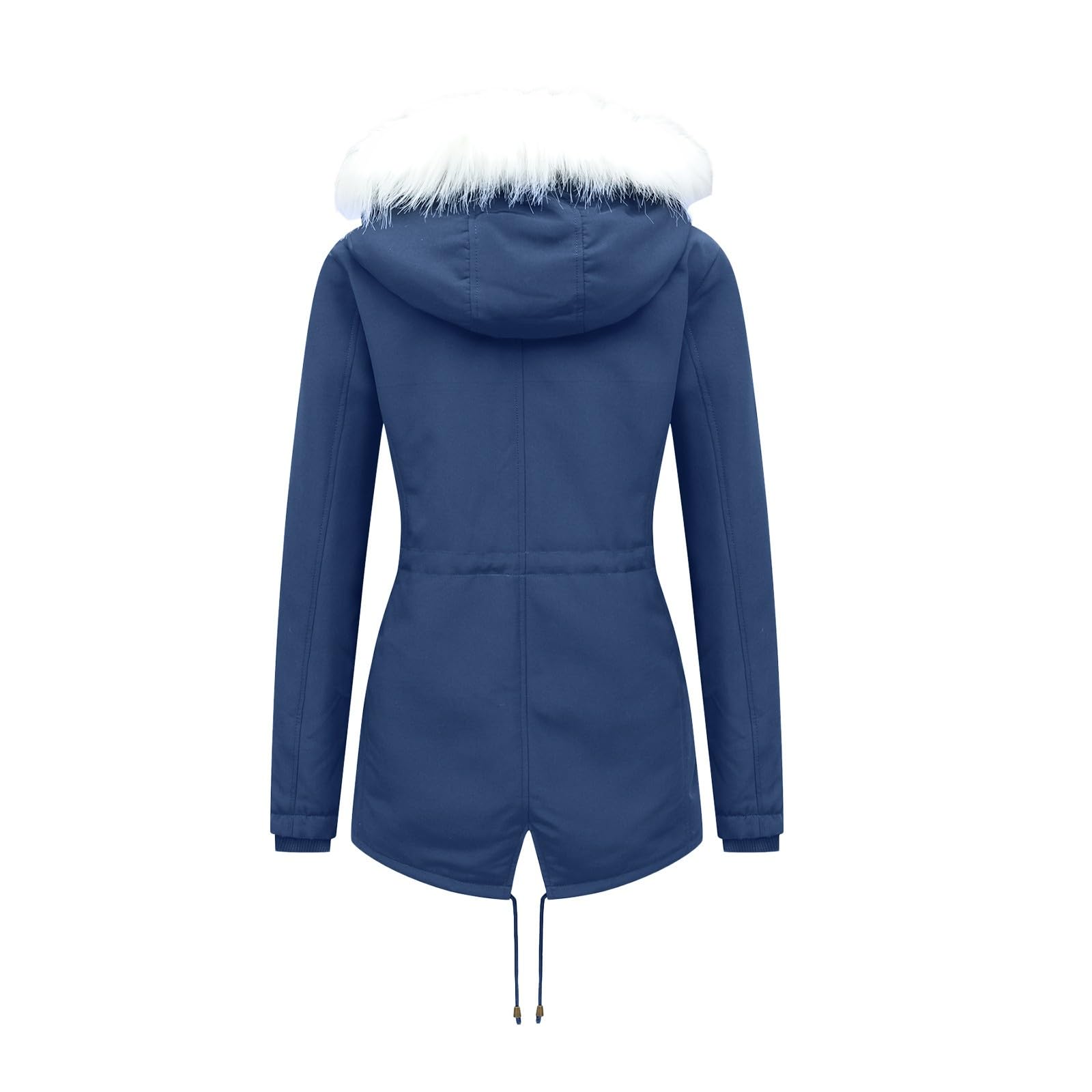 Abbigliamento Donna Cappotto Lungo in Pile Pesante, Caldo, Invernale, con Cappuccio Finto, Taglie Forti Business Meeting