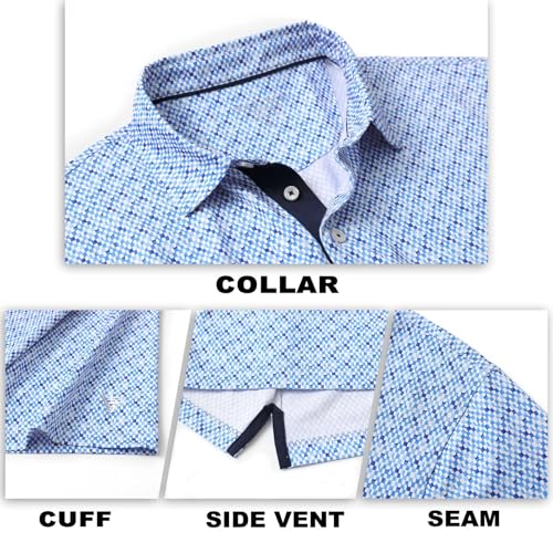 Image of M MAELREG Mens Golf Shirt Short Sleeve Dry Fit Print Moisture Wicking Performance Patterns Collared Polo Shirt