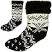 Produktbild alles-meine.de GmbH Socken/Haussocken - Strick - Norweger Muster - SCHWARZ/GRAU - Flausch gefüttert - incl. Name - Größe 41 bis 46 - Plüsch - Sohle rutschfest - Wintersoc..