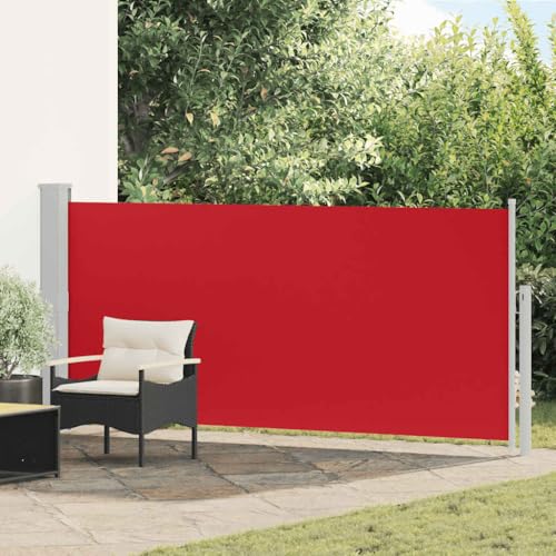 Ausziehbare Seitenmarkise Rot 140x300 cm, UV-beständige Terrassenmarkise Polyester-Stahlrahmen für Garten Balkon, Sonnenschutz Windschutz Sichtschutz, inkl. Montagezubehör