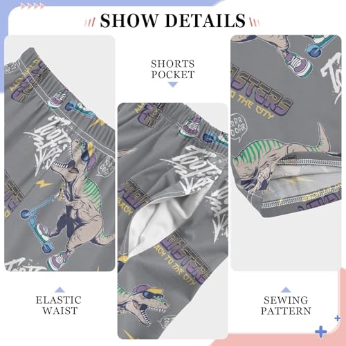 ZZXXB Cool Dinosaur Riding Boys Long Pants Soft Trousers Elastic Waist Kids Lounge Bottoms with Pockets S-XL4