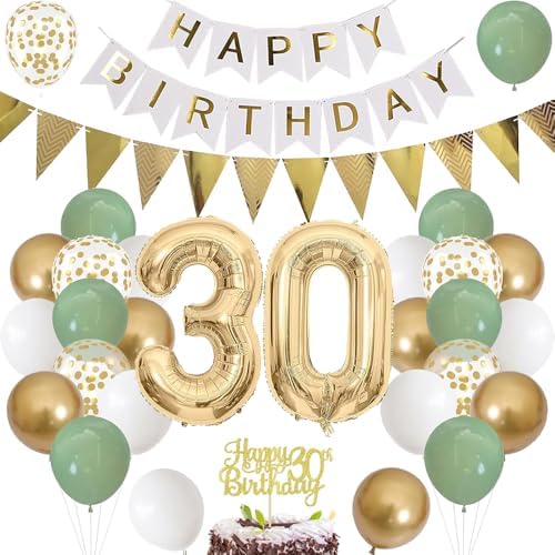 Luftballon 30. Geburtstag Salbeigrüne Folienballon Luftballon Zahlen 30. Geburtstagsdeko Männer Frau 30 Jahr Riesen Folienballon Zahl 30 Ballon 30 Deko zum Geburtstag Dekoration Gr