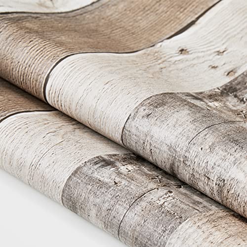 Yun-Aeon 17.8”X 1200”Natural Wood-Grey Wood Contact Paper Peel And Stick Wallpaper Self Adhesive Removable Vintage Faux Wood Wall Paper Plank Shelf Home Decoration Kitchen Counter Cover Use #TOP3